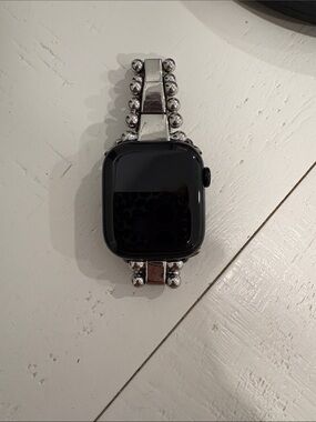 LAGOS Silver Beaded Watch Band with Black Face